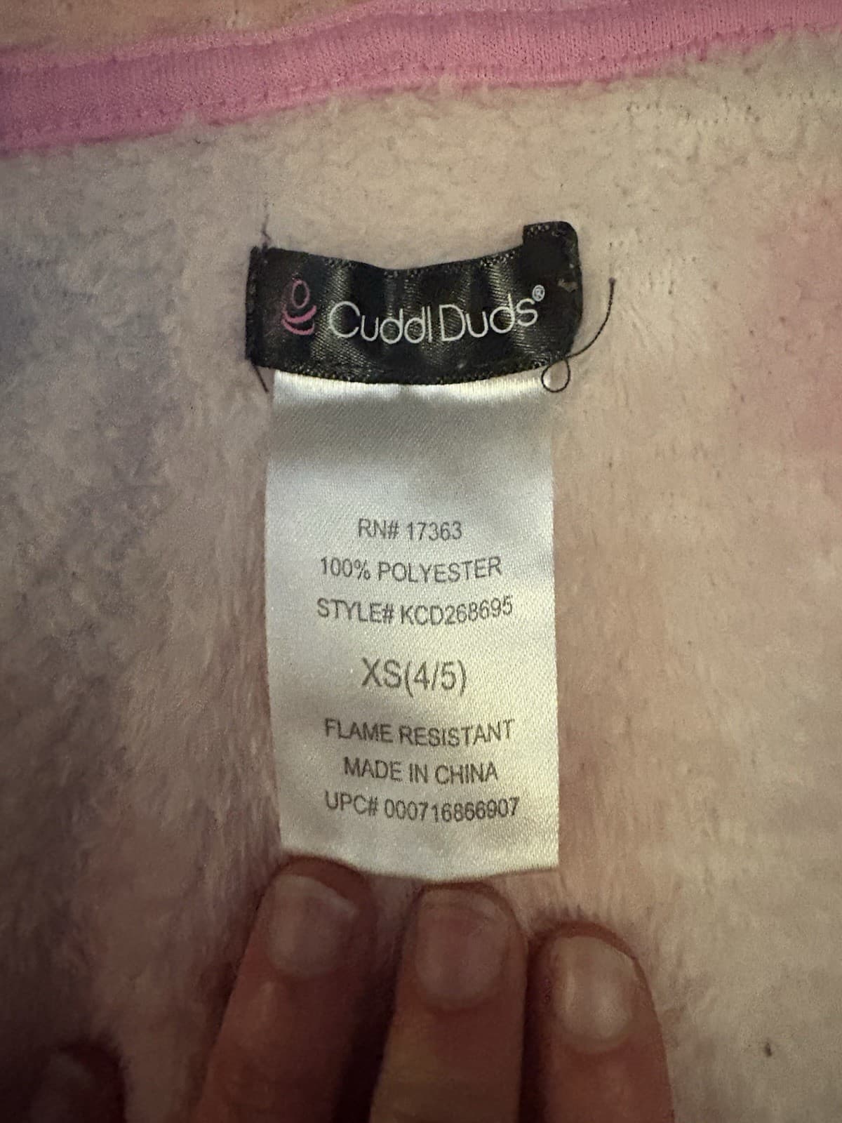 Cuddl Duds Girls Unicorn Tie-Dye Fleece Hooded Robe XS Pink Flame Resistant - Thumbnail 2