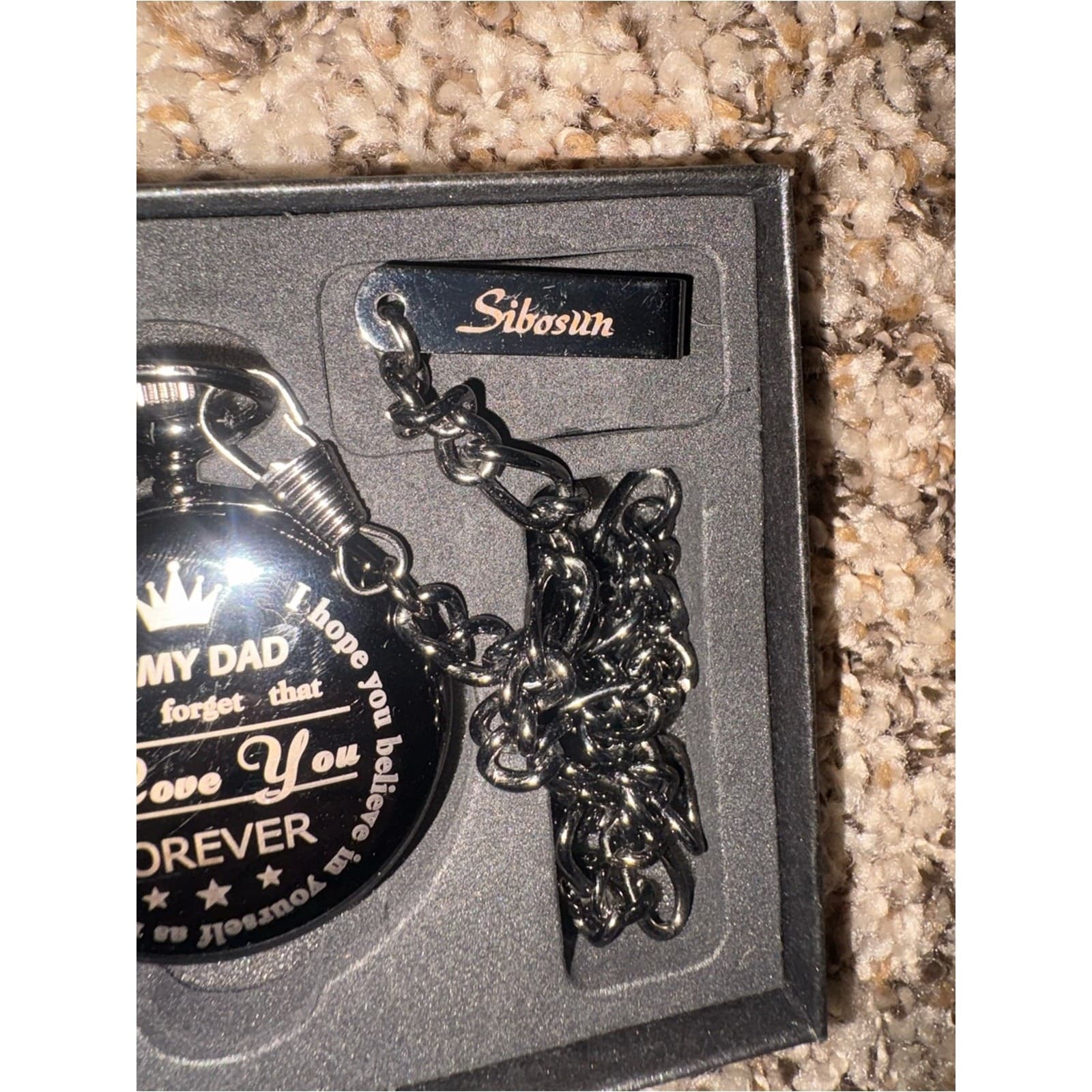 Black Engraved 'To My Dad' Pocket Watch – I Love You Forever - Thumbnail 3