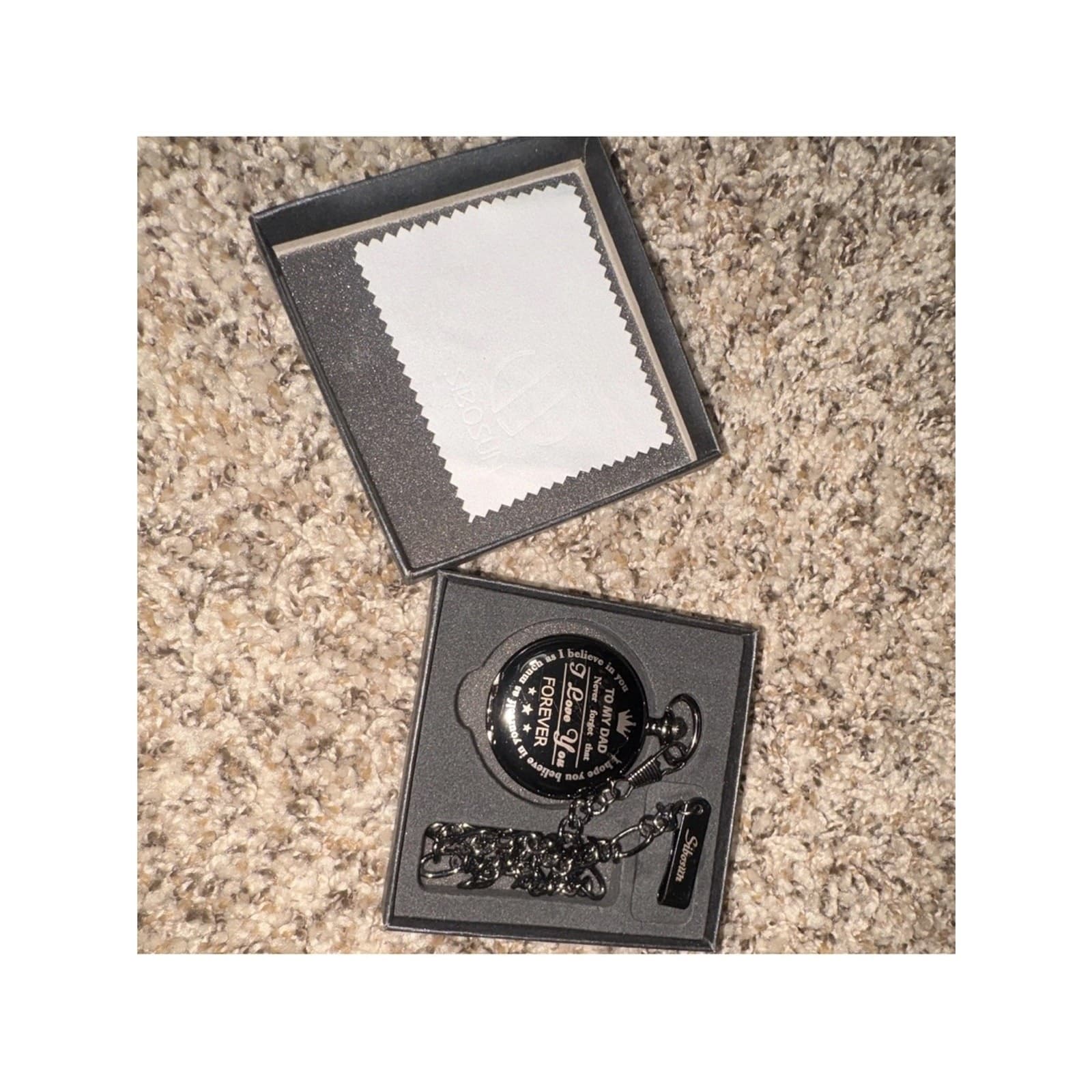 Black Engraved 'To My Dad' Pocket Watch – I Love You Forever - Thumbnail 2