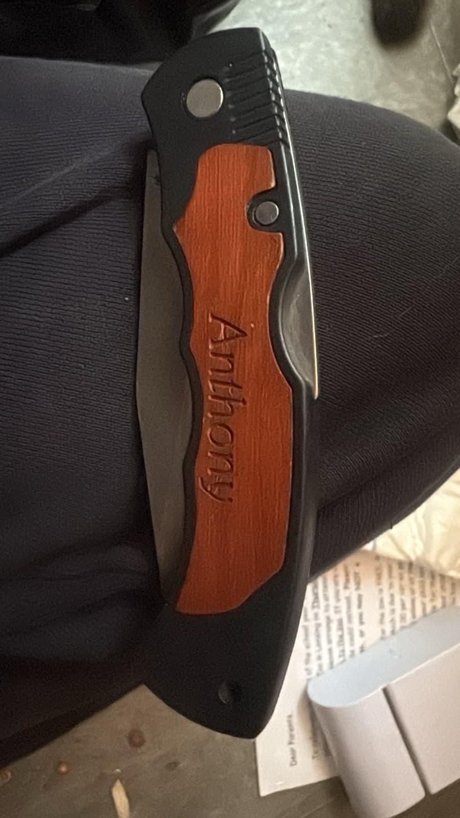 Anthony Manual Liner Lock Folding Pocket Knife Drop Point Combo Edge Wood - Thumbnail 2