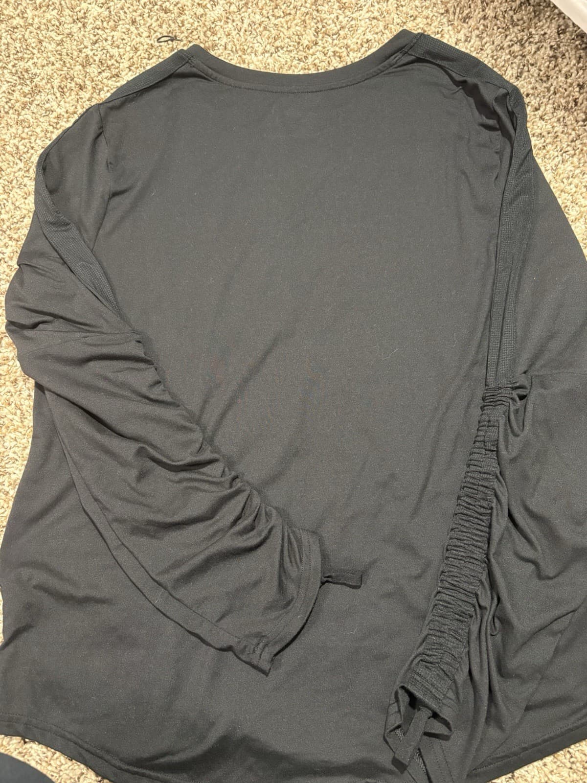 Avia Women's Black Long Sleeve Stretch Knit Activewear Round Neck Top L - Thumbnail 3