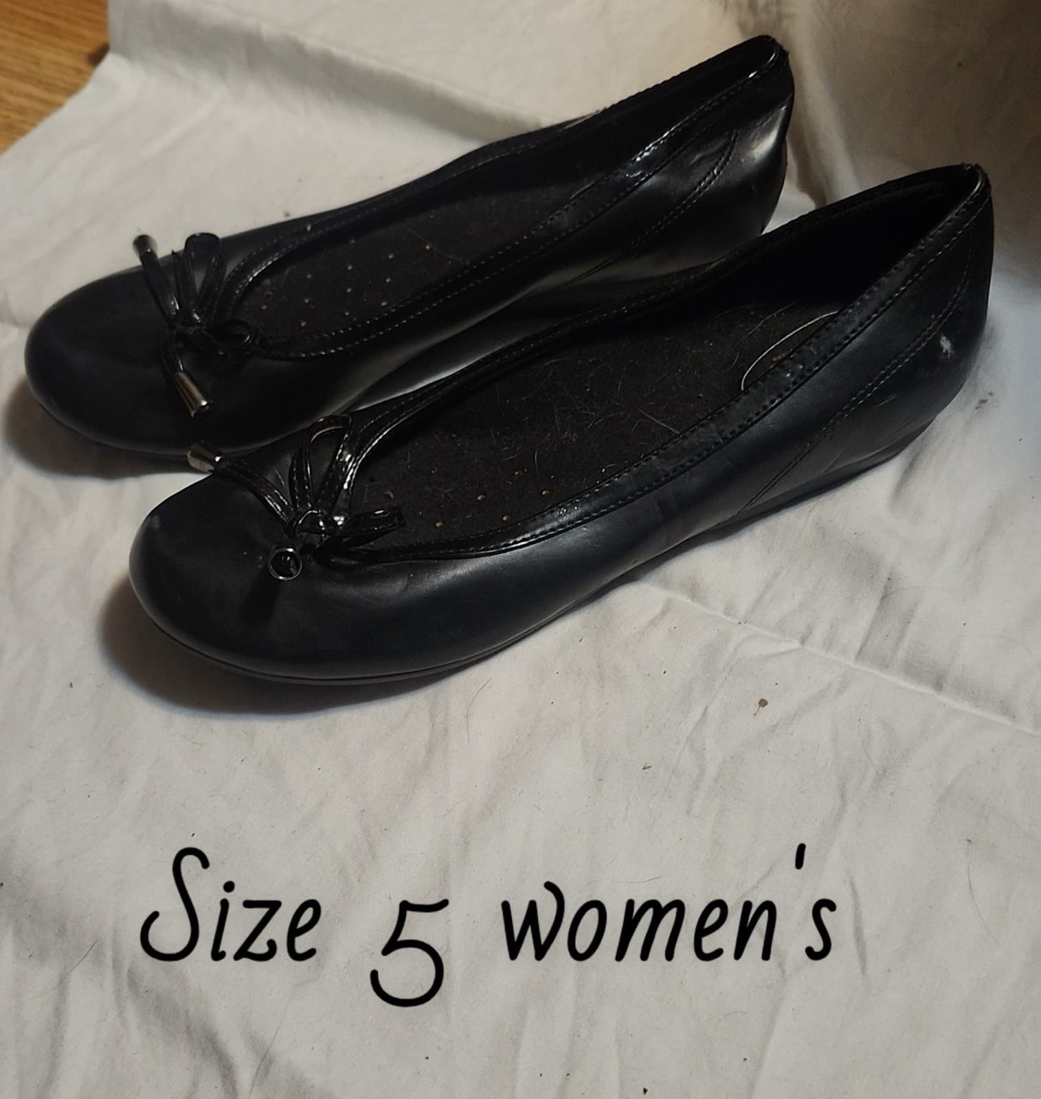 Sketch House Black Ballet Flats Synthetic Bow Slip-On Women's 5.5 - Thumbnail 2