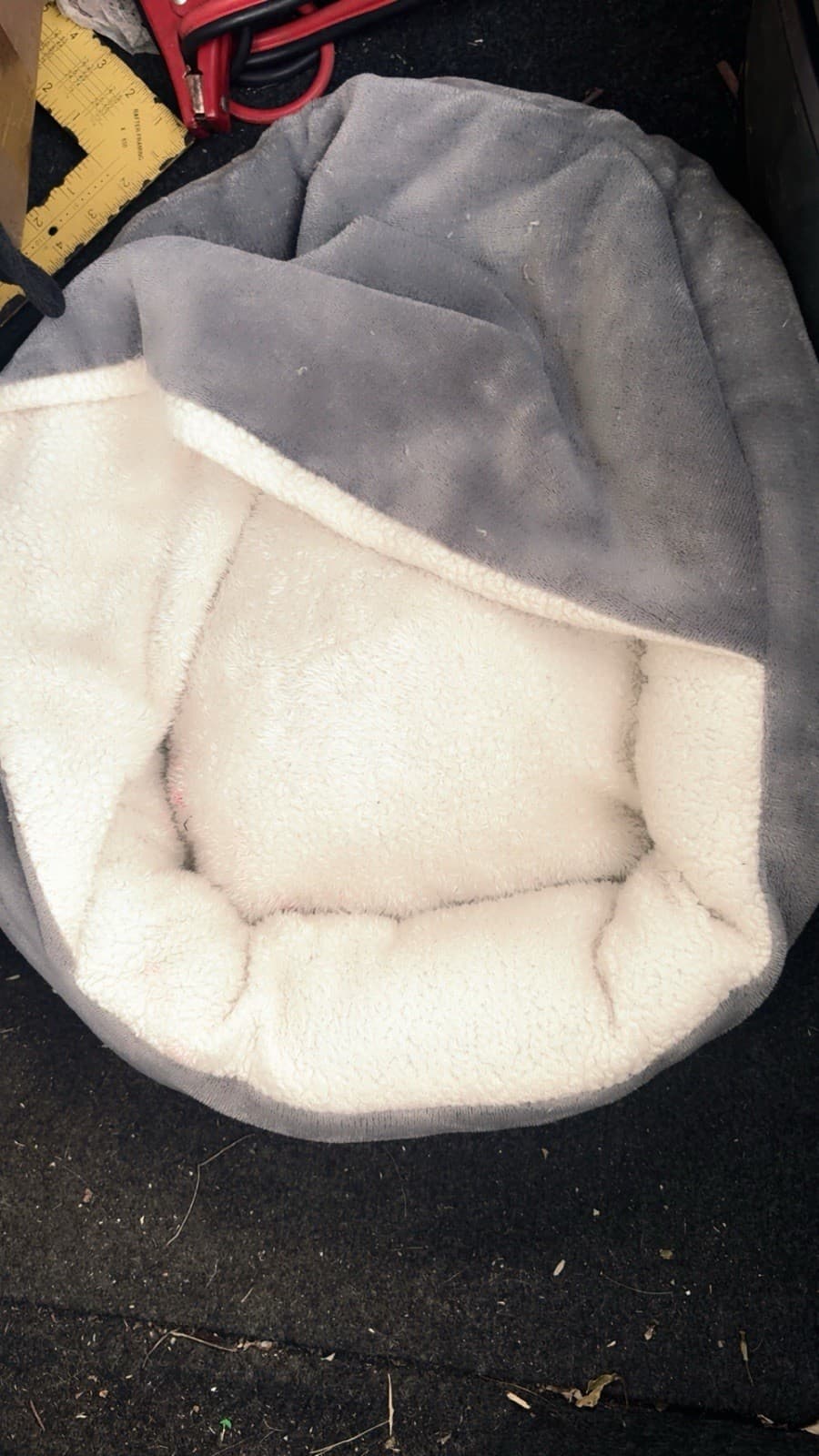 Petmate Nuzzler Round Cave Dog Bed, Gray Plush Sherpa Hooded, S, Washable - Thumbnail 2
