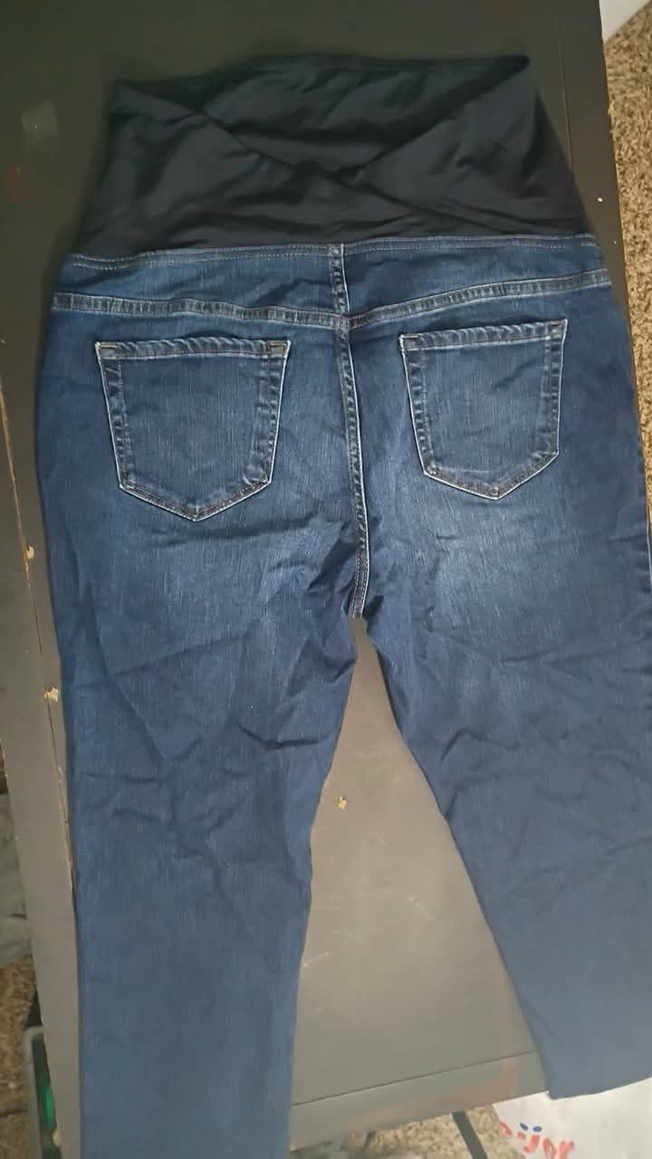 a:glow Maternity Skinny Blue Denim Jeans Stretch High Rise 5-Pocket - Thumbnail 2