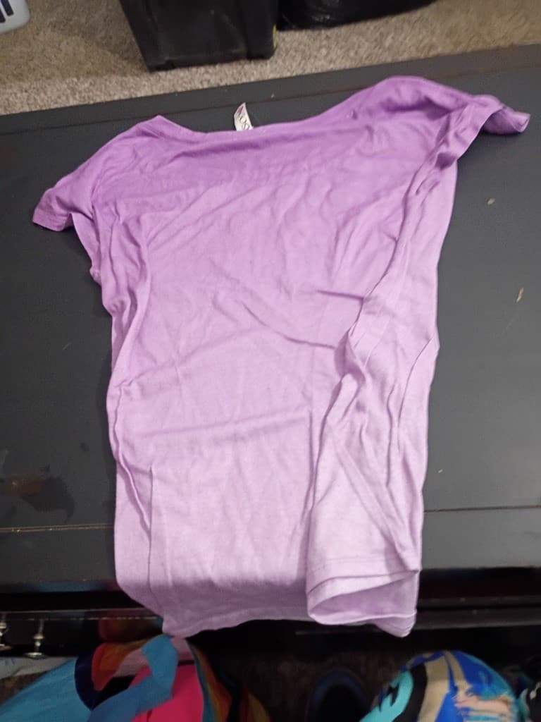 Ransom Women's Purple Rhinestone Solid Scoop Neck Short Sleeve T-Shirt M - Thumbnail 2