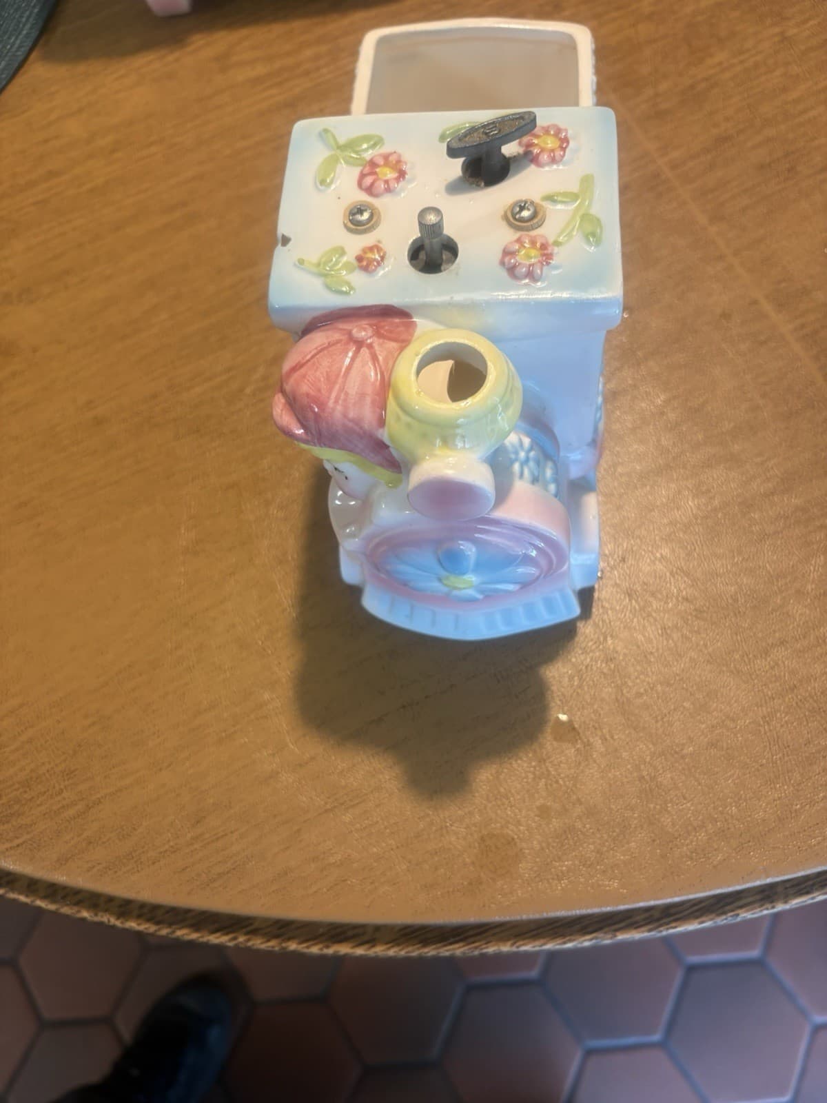 Vintage 1950s Rubens Originals Ceramic Musical Train Planter Japan Baby Girl Cho - Thumbnail 4