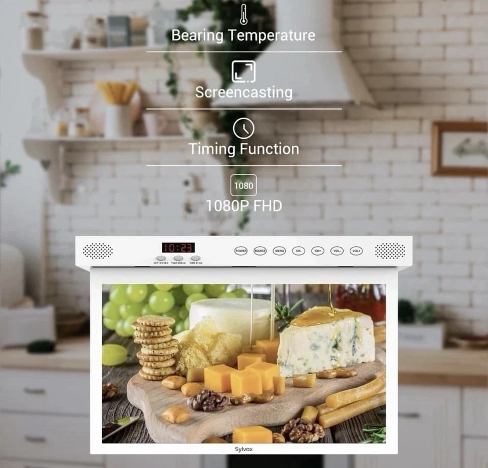 SYLVOX 15.6 inch Under Cabinet TV Kitchen TV 1080P Built-in Google Play RV TV - Thumbnail 6