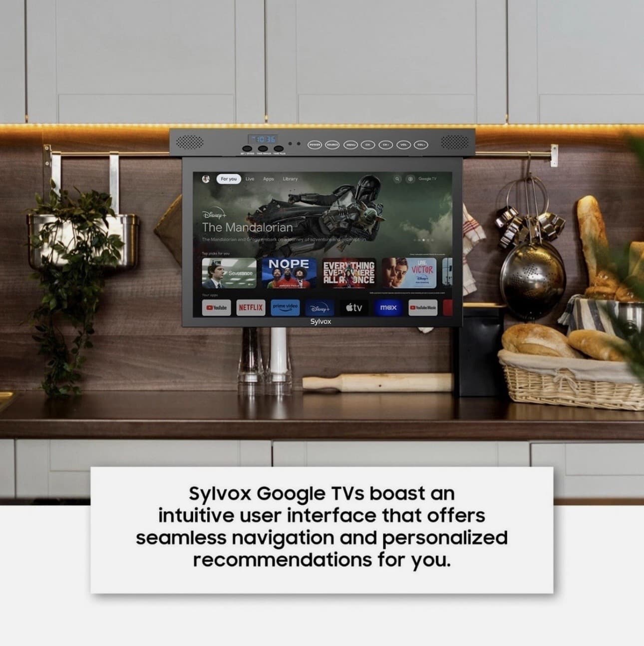 SYLVOX 15.6 inch Under Cabinet TV Kitchen TV 1080P Built-in Google Play RV TV - Thumbnail 7