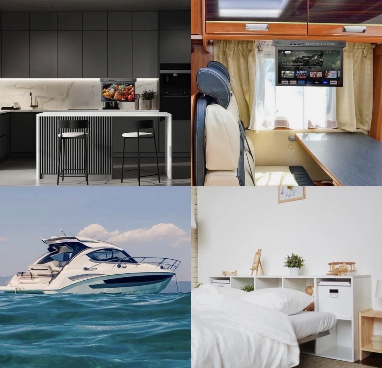 SYLVOX 15.6 inch Under Cabinet TV Kitchen TV 1080P Built-in Google Play RV TV - Thumbnail 6