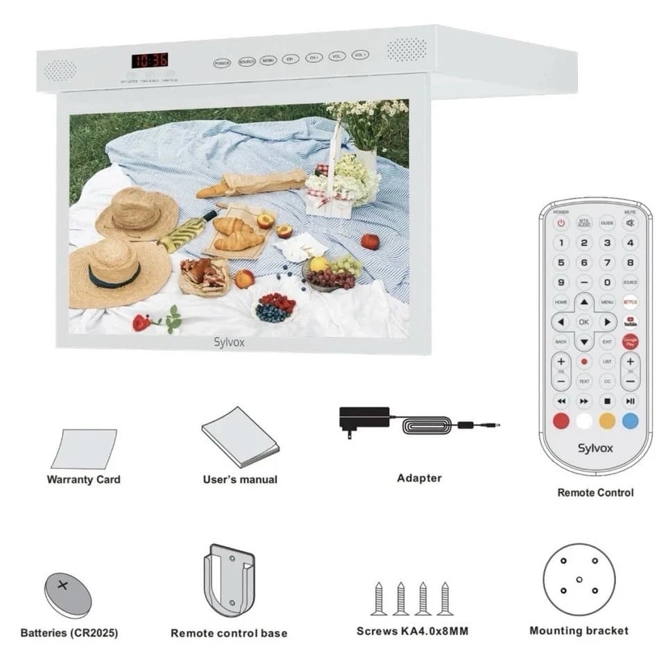 SYLVOX 15.6 inch Under Cabinet TV Kitchen TV 1080P Built-in Google Play RV TV - Thumbnail 4