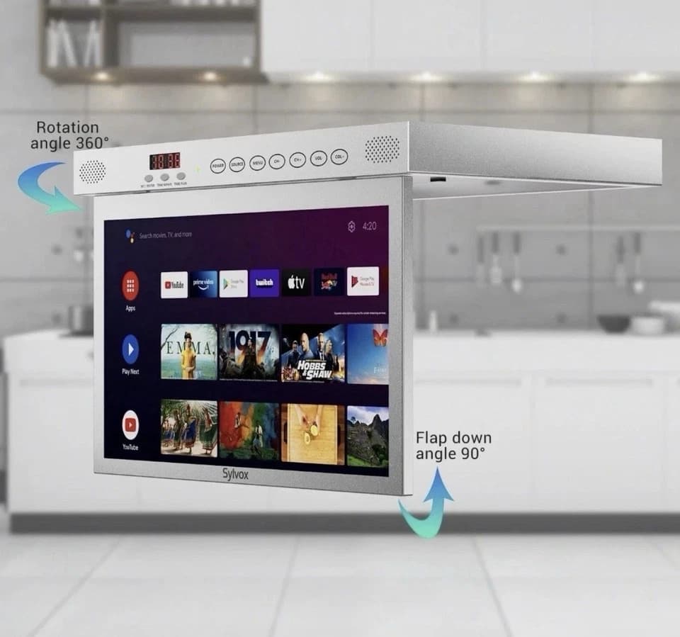 SYLVOX 15.6 inch Under Cabinet TV Kitchen TV 1080P Built-in Google Play RV TV - Thumbnail 5