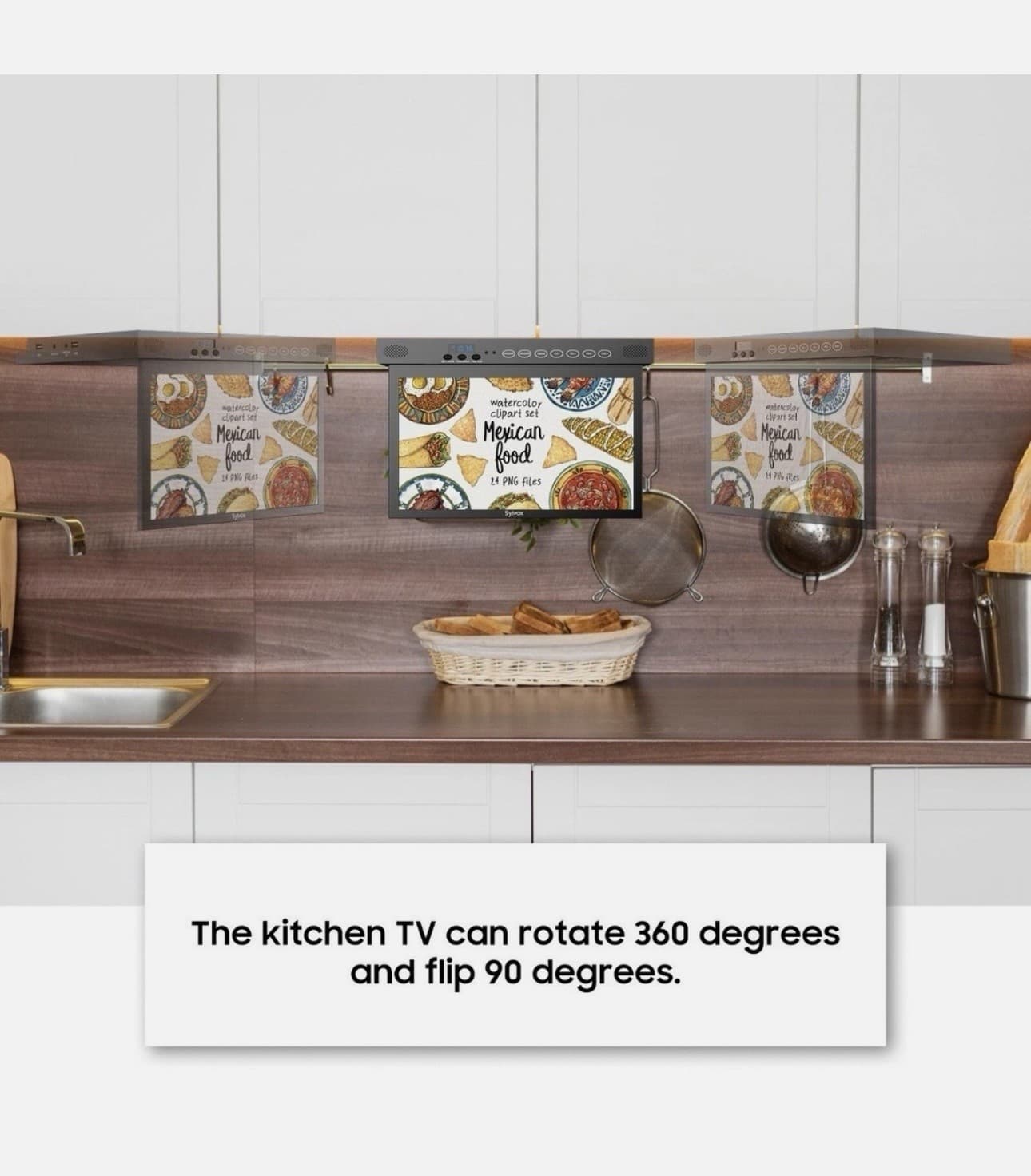 SYLVOX 15.6 inch Under Cabinet TV Kitchen TV 1080P Built-in Google Play RV TV - Thumbnail 3