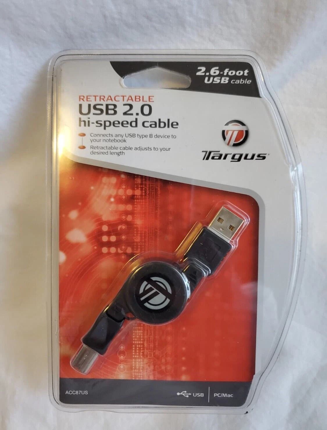 X 2 Targus USB 2.0 Retractable Hi-Speed Cable - ACC87US - Thumbnail 3