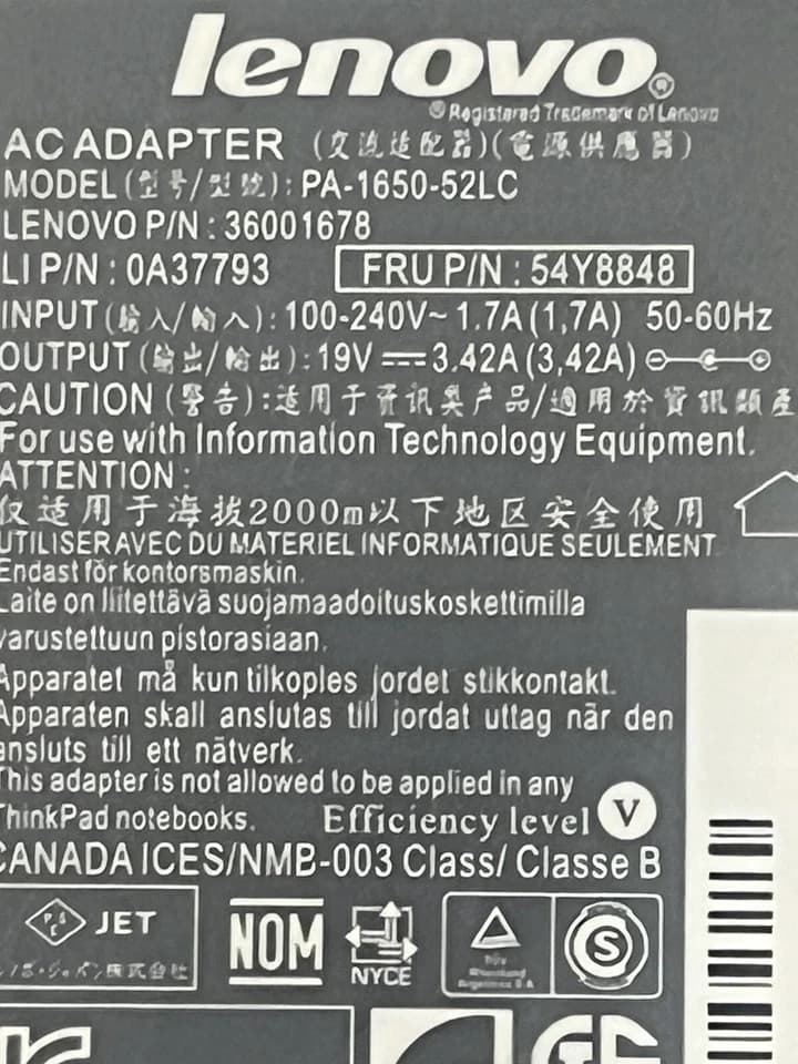 ORIGINAL LENOVO 19V 3.42 PA-1650-52LC POWER ADAPTER CHARGER FREE POWER CABLE! - Thumbnail 3