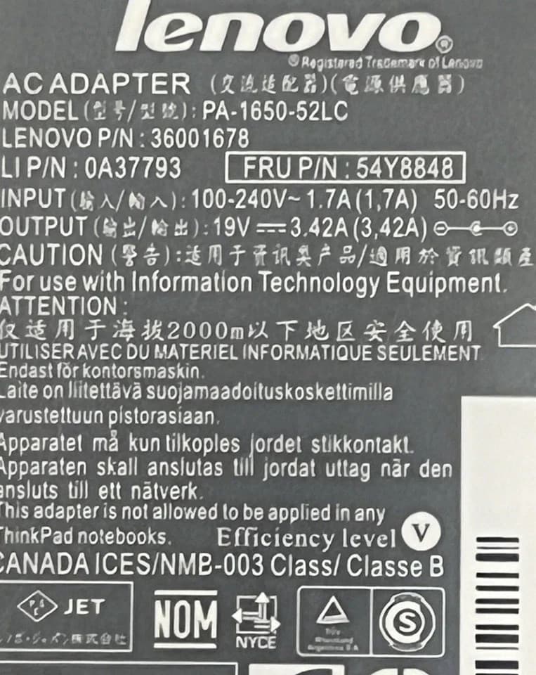 ORIGINAL LENOVO 19V 3.42 PA-1650-52LC POWER ADAPTER CHARGER FREE POWER CABLE! - Thumbnail 2