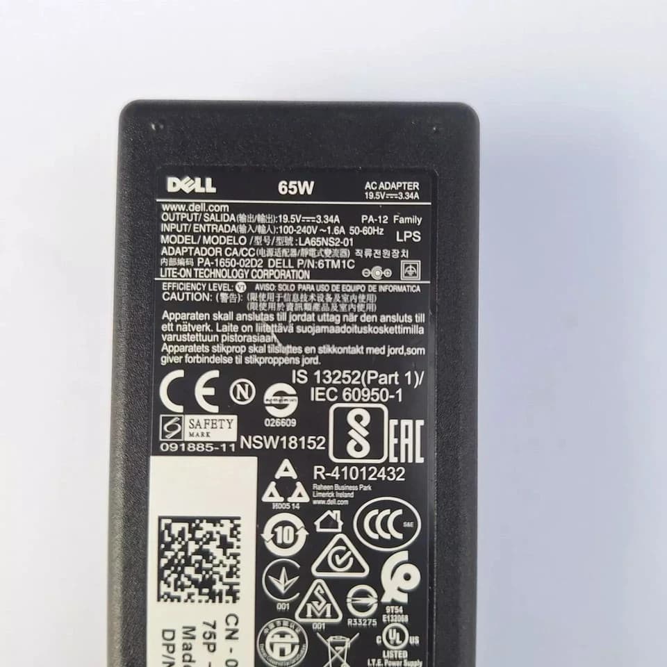 Dell Laptop AC Adapter Charger 65 Watt 19.5v 3.34a LA65NS2-01 Authentic charger - Thumbnail 2