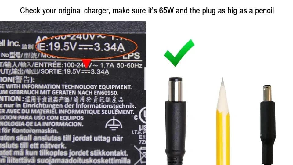 Dell Laptop AC Adapter Charger 65 Watt 19.5v 3.34a LA65NS2-01 Authentic charger - Thumbnail 3