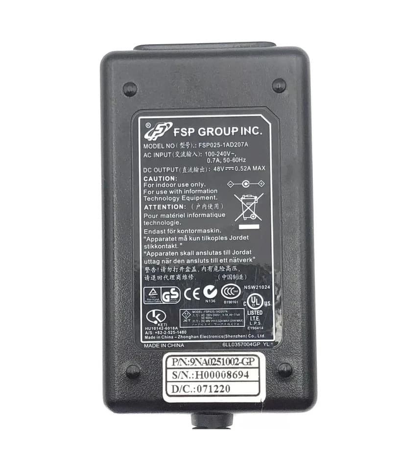 Genuine FSP FSP025-1AD207A AC/DC Power Supply Adapter 48V 0.52A 25W OEM w/PC - Thumbnail 4