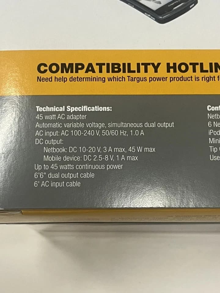 TARGUS Computer Netbook Laptop Universal Charger APA72US 45W AC Brand New - Thumbnail 8