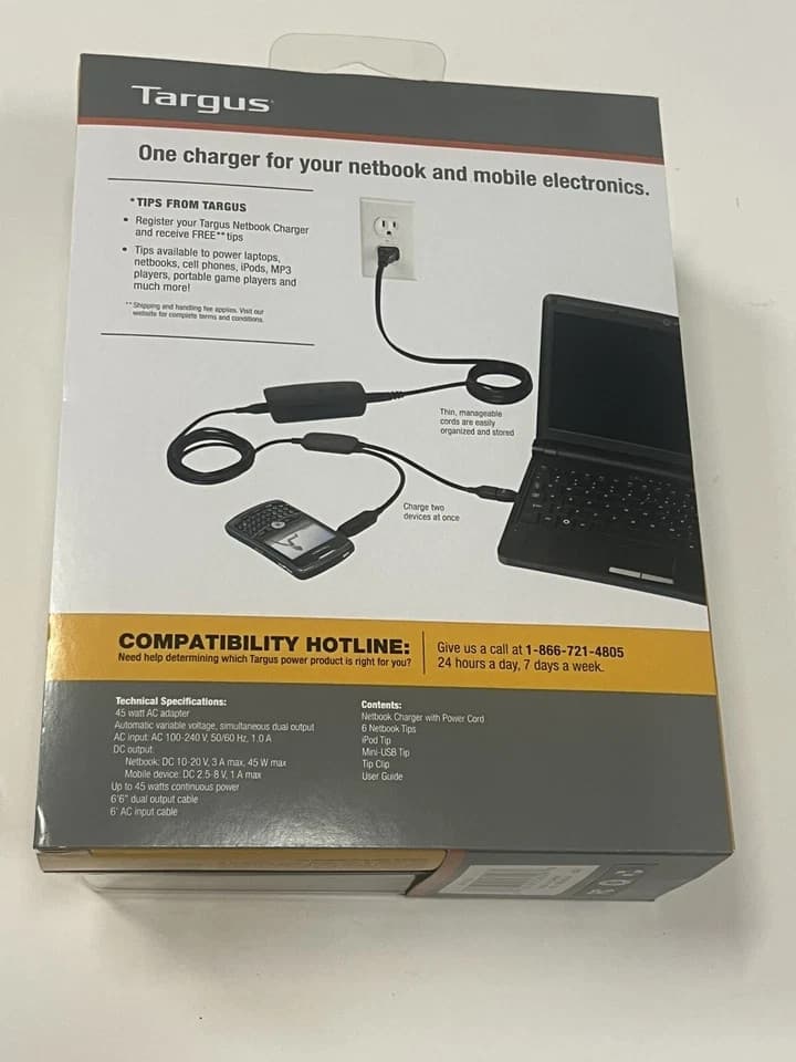 TARGUS Computer Netbook Laptop Universal Charger APA72US 45W AC Brand New - Thumbnail 9