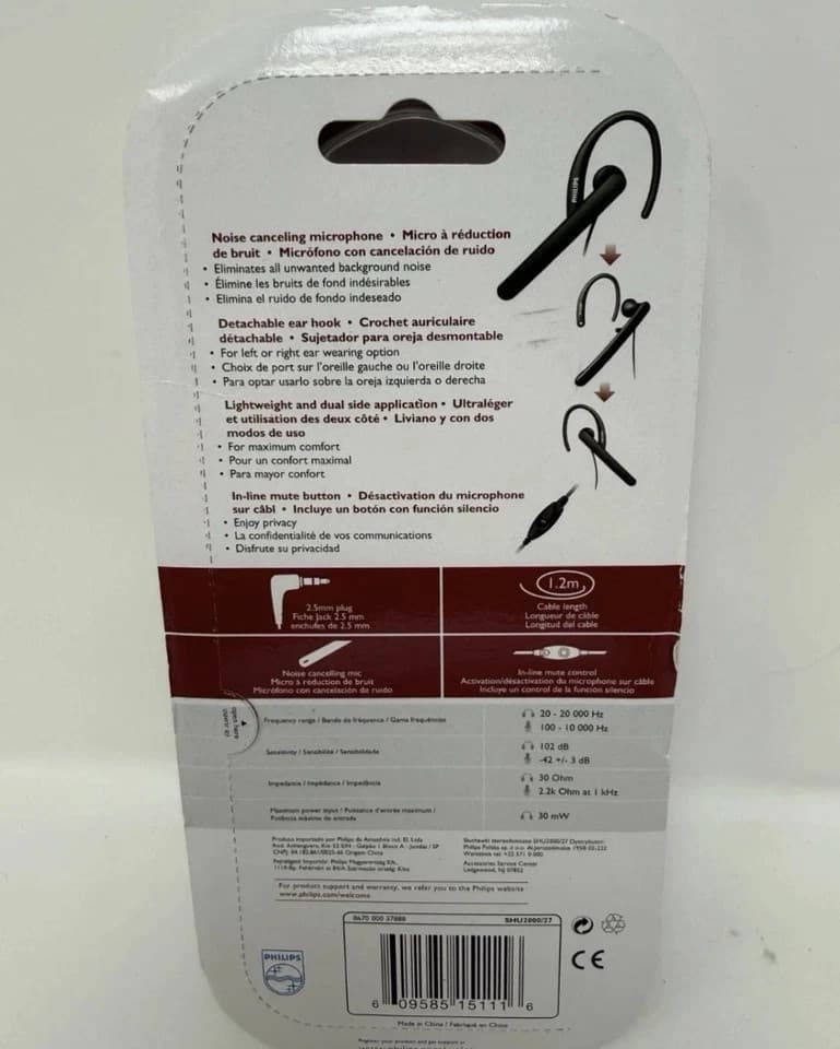 2 x. Philips Over-the-Ear Headset with Noise Cancelling Mic, 2.5mm Plug, Univers - Thumbnail 5