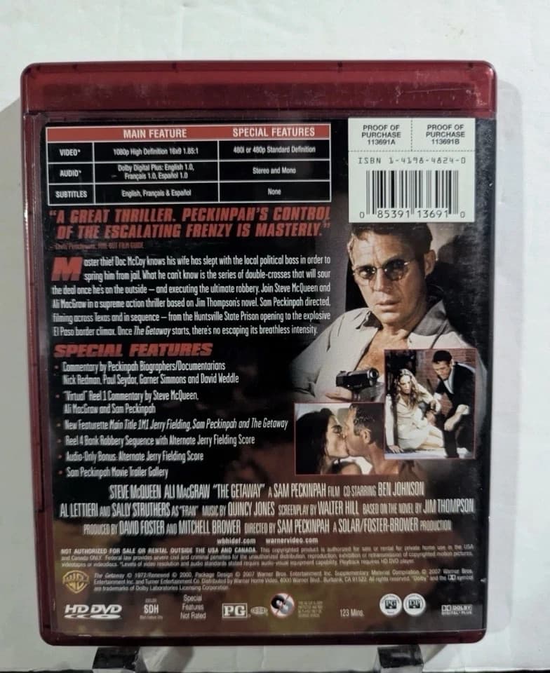 The Getaway (Steve McQueen) - DVD - Good BILINGUAL Region 1 NTSC - Thumbnail 2