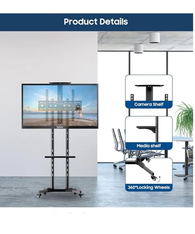 SYLVOX Rolling TV Stand Mobile TV Cart for 32-75 inch - Thumbnail 10