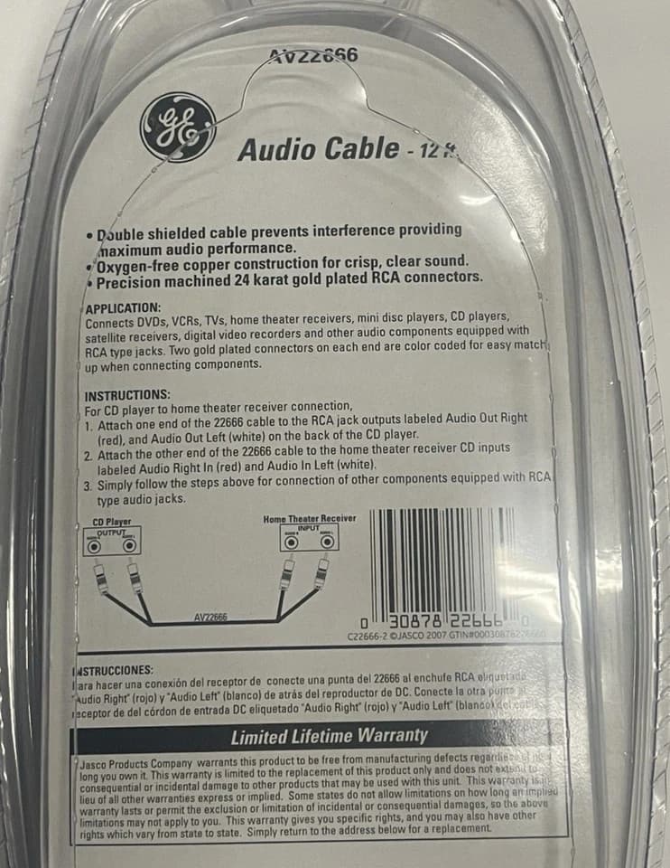 GE DIGITAL Ultra Prograde 12 ft AUDIO Cable for HDTV (model AV22666) - Thumbnail 4