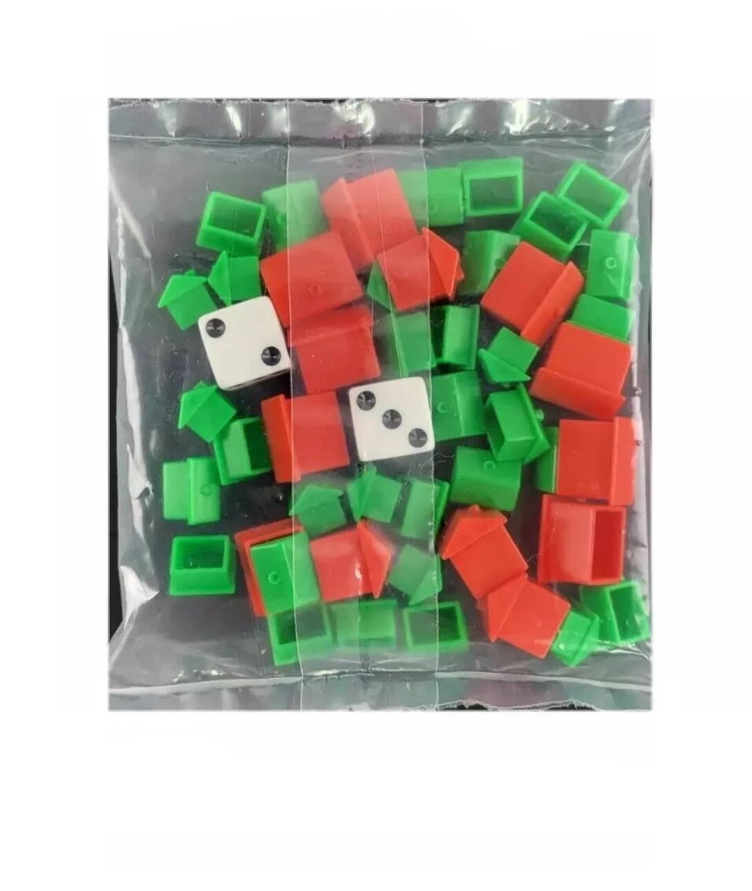 MONOPOLY Replacement ,32 HOUSES, 12 HOTELS ,2 DICE Hotels, Red Green - Thumbnail 4