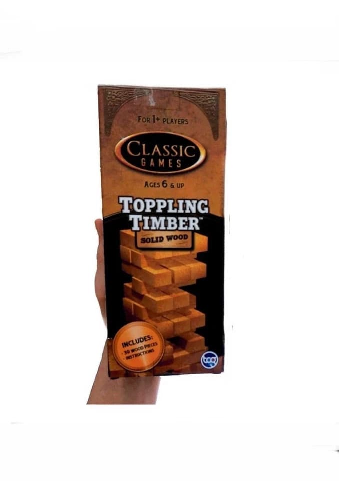 Toppling Timber Wood Block Game Solid Wood 39 Wood Blocks Ages 6+. Fun Game!!!