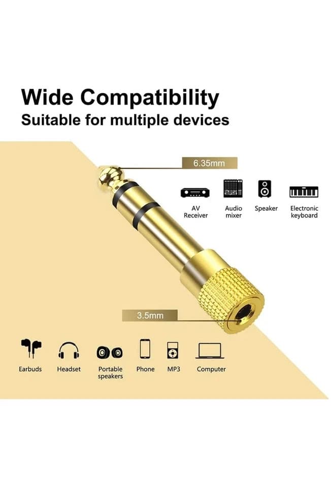 6.35mm (1/4 inch) Male to 3.5mm (1/8 inch) Female Stereo Audio Headphone TRS ... - Thumbnail 6