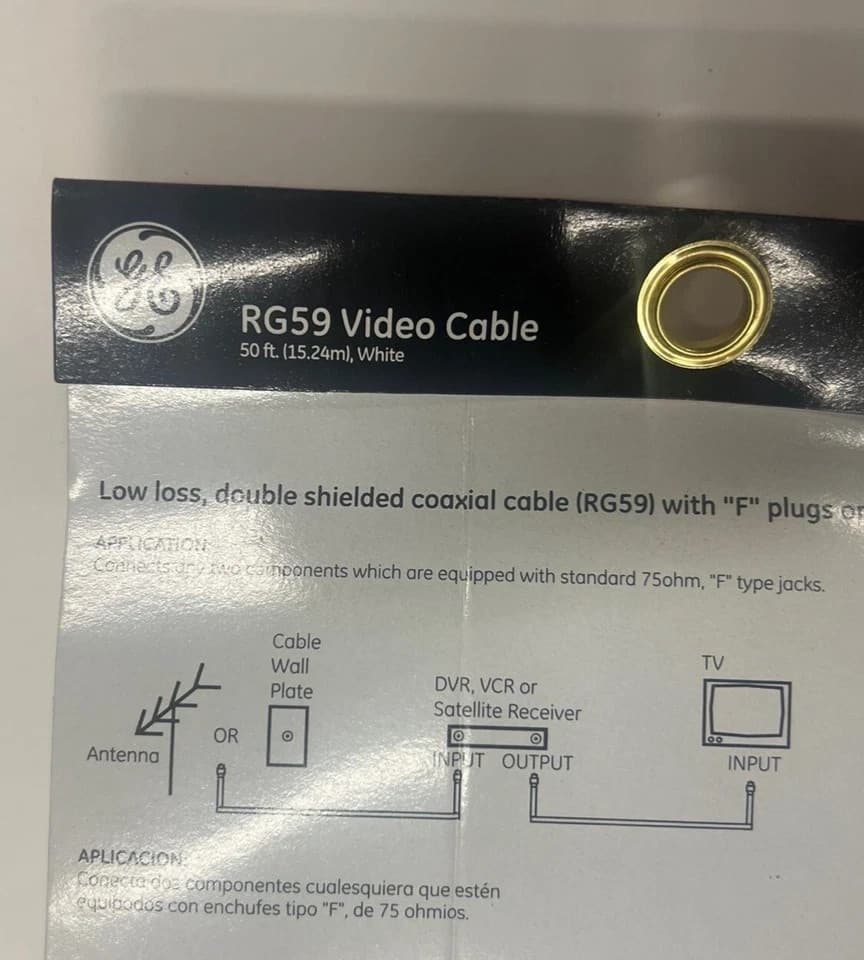 RG6 Coax Cable 25 feet GE 33317 TV Audio Video Receiver Cable Satellite Antenna - Thumbnail 3