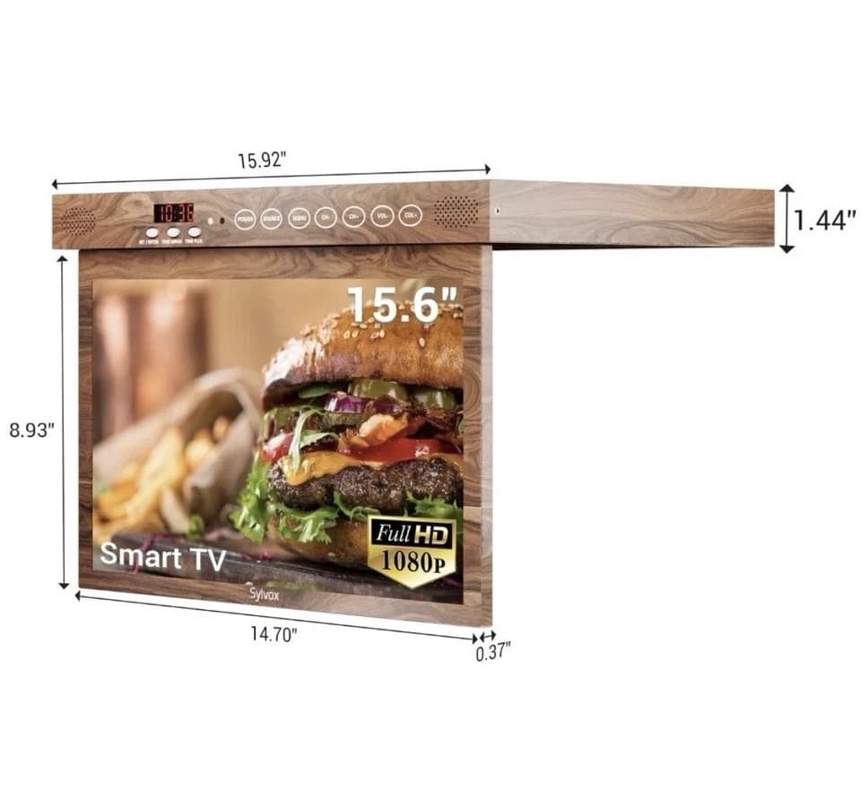 SYLVOX 15.6 inch Under Cabinet TV 1080P Kitchen TV Built-in App Smart RV TV - Thumbnail 6
