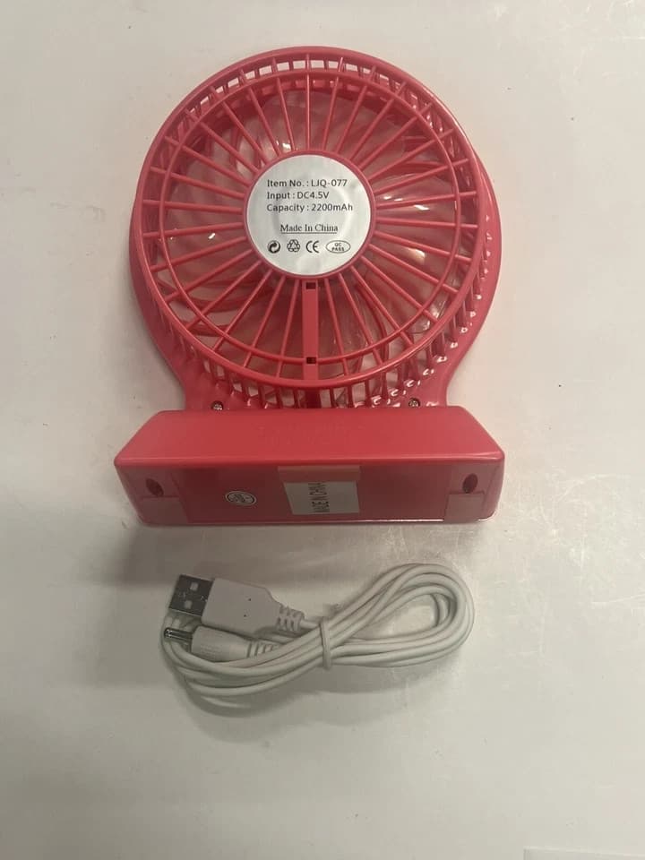 USB Desk Fan Quiet Portable Fan for Desktop Office Table 3 Speeds Pink