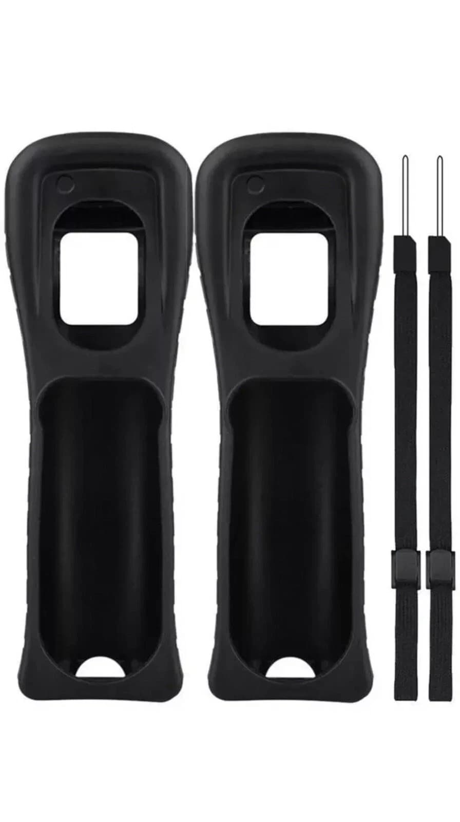 x2 New Nintendo Wii Remote Black Rubber Silicone Gel Covers Sleeves & Straps - Thumbnail 4