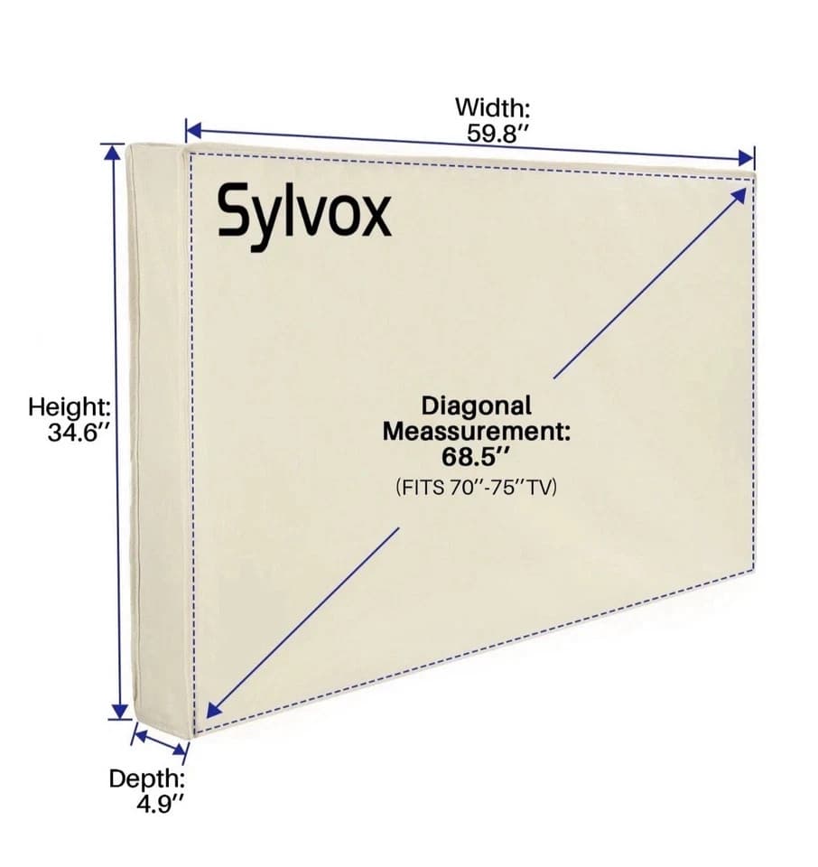 Sylvox 70-75 inch Outdoor TV Cover Waterproof TVs Dustproof Weatherproof - Thumbnail 2