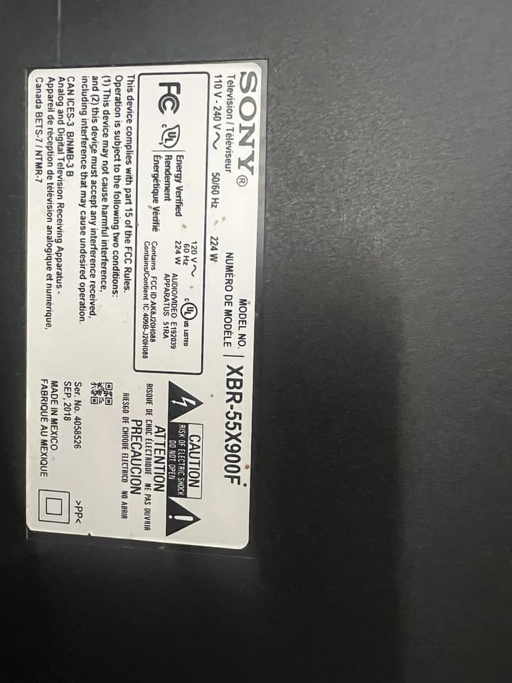 Sony 55" LED TV XBR-55X900F AC Power Cover Plate - Thumbnail 4