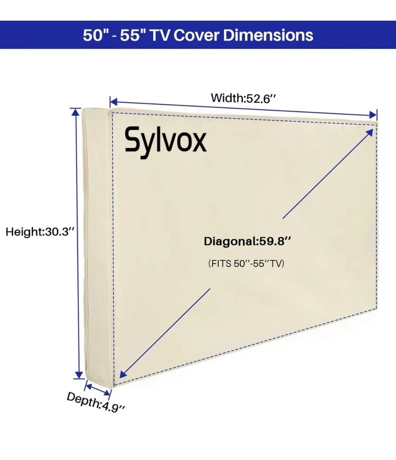 Sylvox 50-55 inch Outdoor TV Cover Waterproof TVs Dustproof Weatherproof - Thumbnail 2