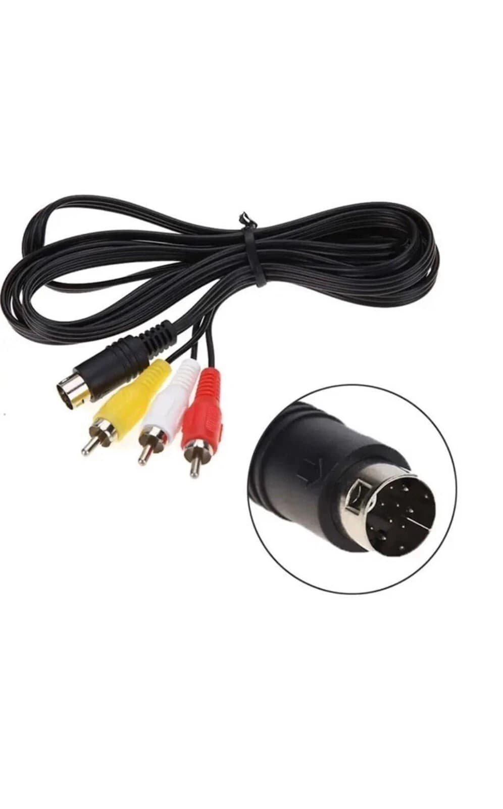 9-Pin 3RCA Audio Video AV Black Cable Adapter Cord Wire For Sega Genesis 2 3 - Thumbnail 7