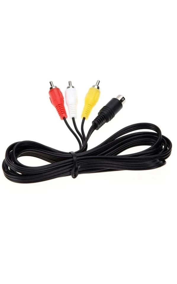 9-Pin 3RCA Audio Video AV Black Cable Adapter Cord Wire For Sega Genesis 2 3 - Thumbnail 4