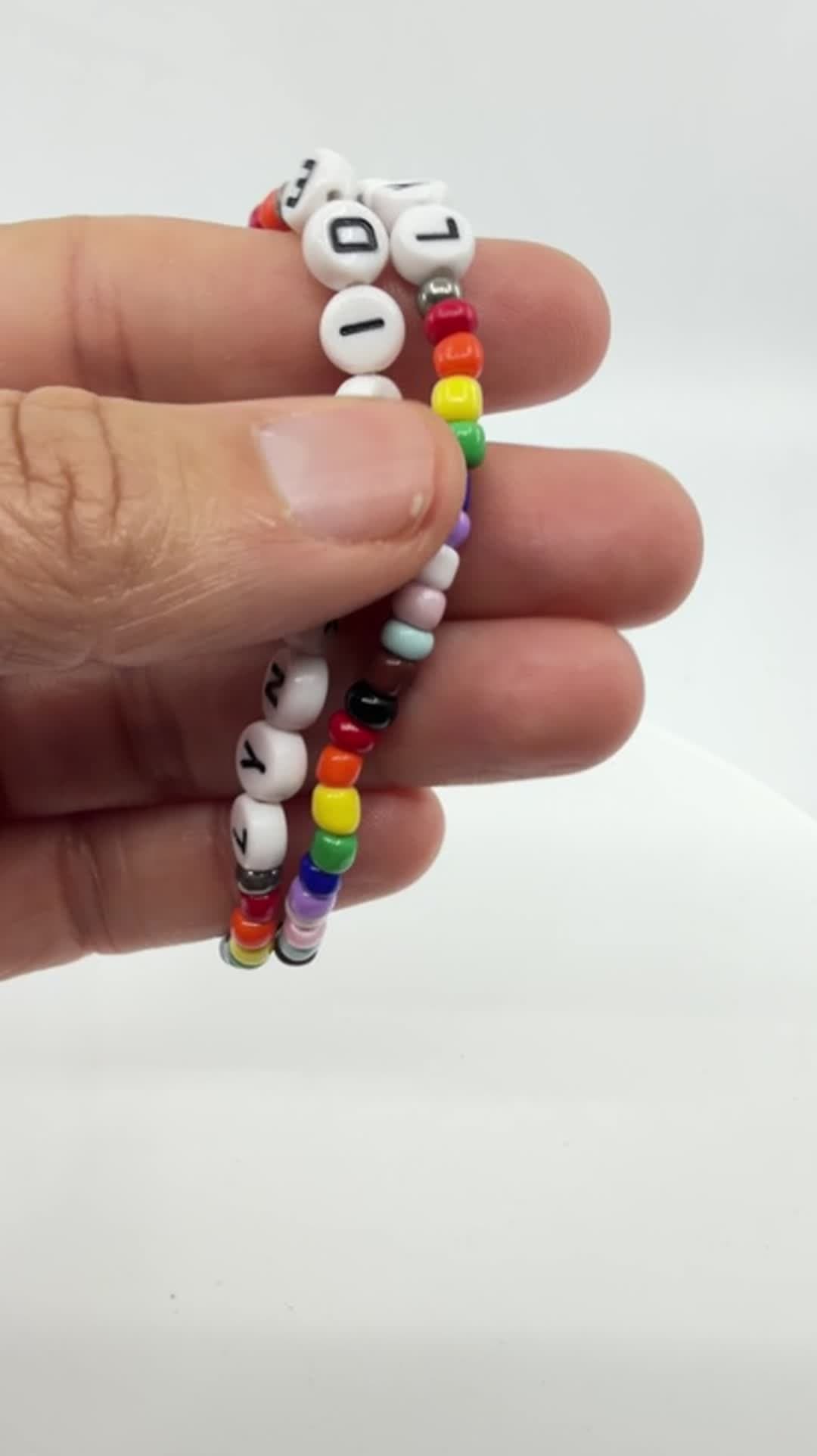 Rainbow Pride Beaded Bracelet Set Y2K Festival Statement Gift LYNX PRIDE Classic - Video 12