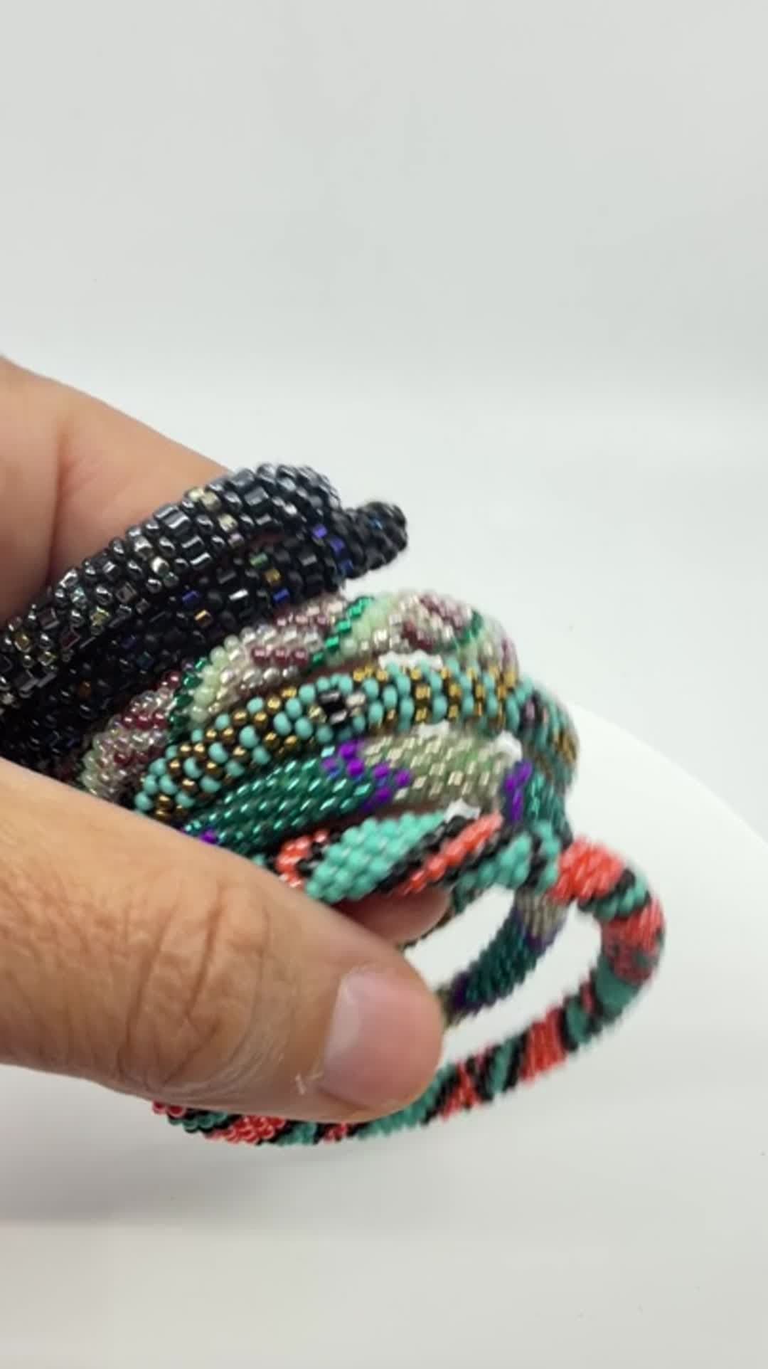Boho Seed Bead Crochet Bracelet Lot Chunky Stackable Festival Layering Gift - Video 11