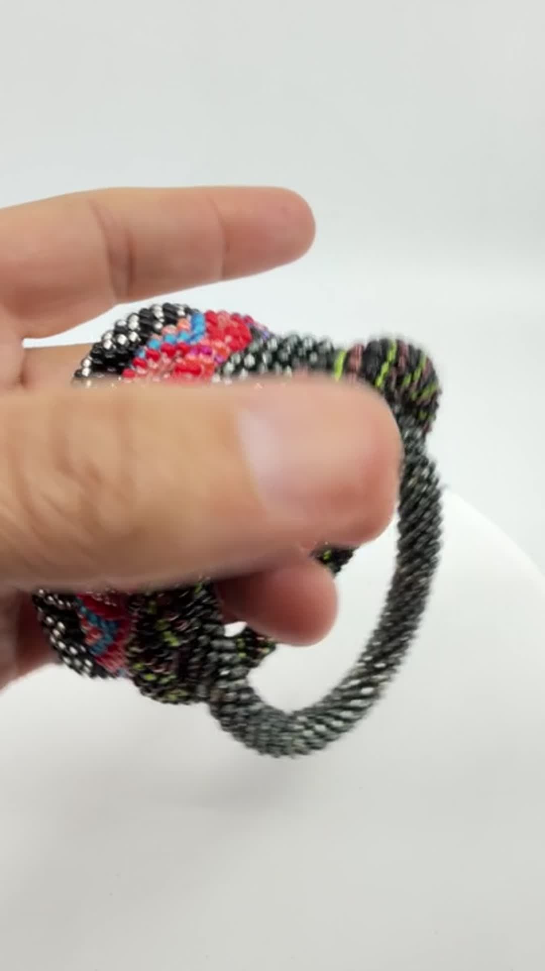 Seed Beads Roll On Bangle Bracelet Stack Colorful Goth Statement Gift Fashion - Video 10