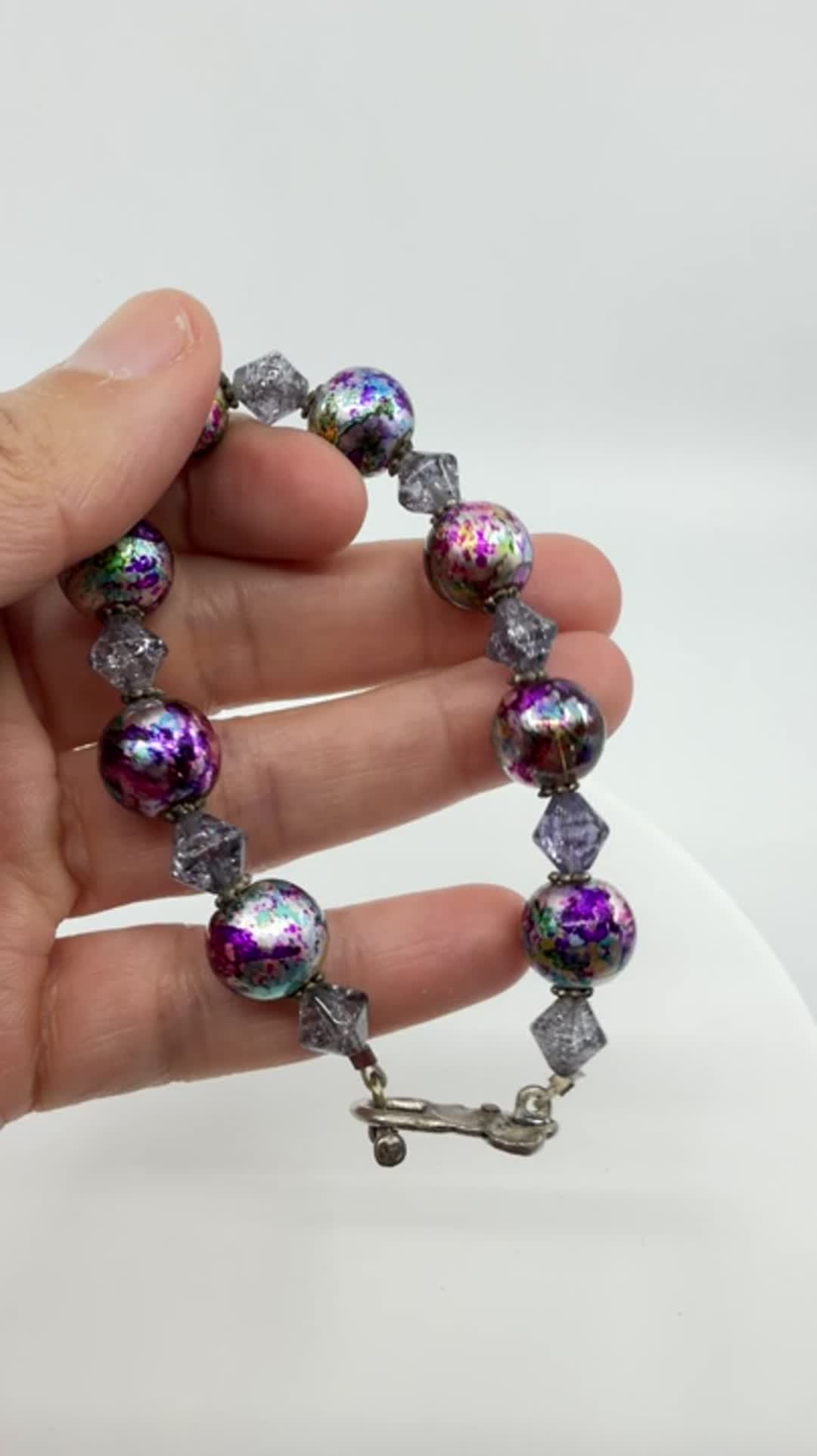 Gothic Festival Chunky Foil Bead Statement Bracelet Boho Y2K Gift Celestial - Video 10