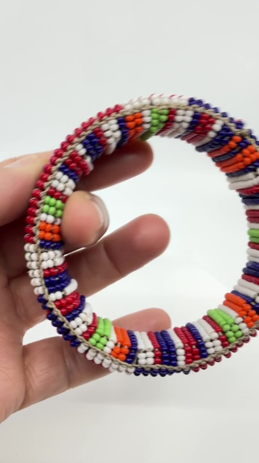 Boho Colorful Seed Bead Chunky Bangle Cuff Bracelet Festival Gift Statement - Video 9