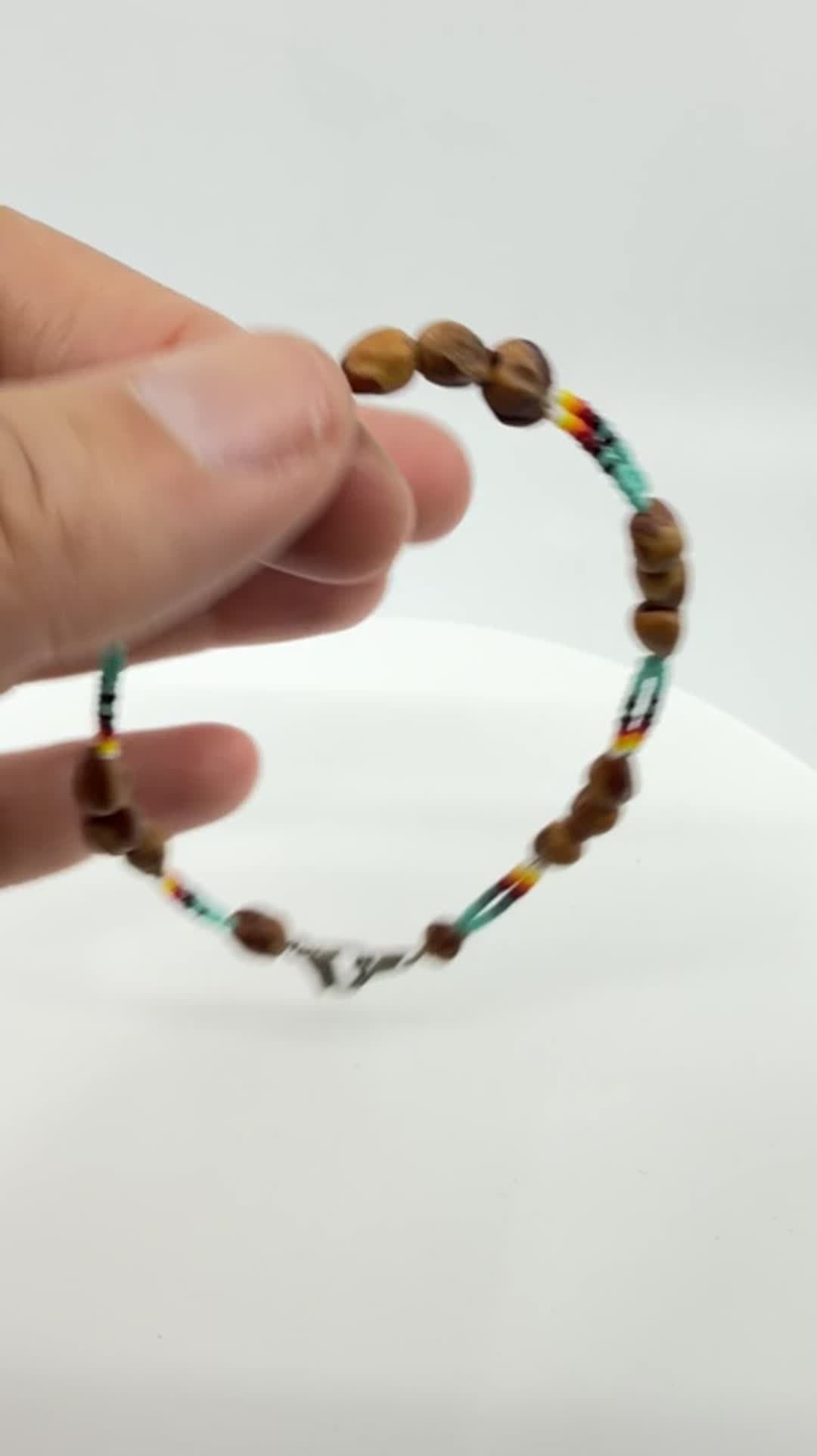 Native American Inspired Seed Bead and Natural Seed Beaded Bracelet Boho Jewelry - Video 10