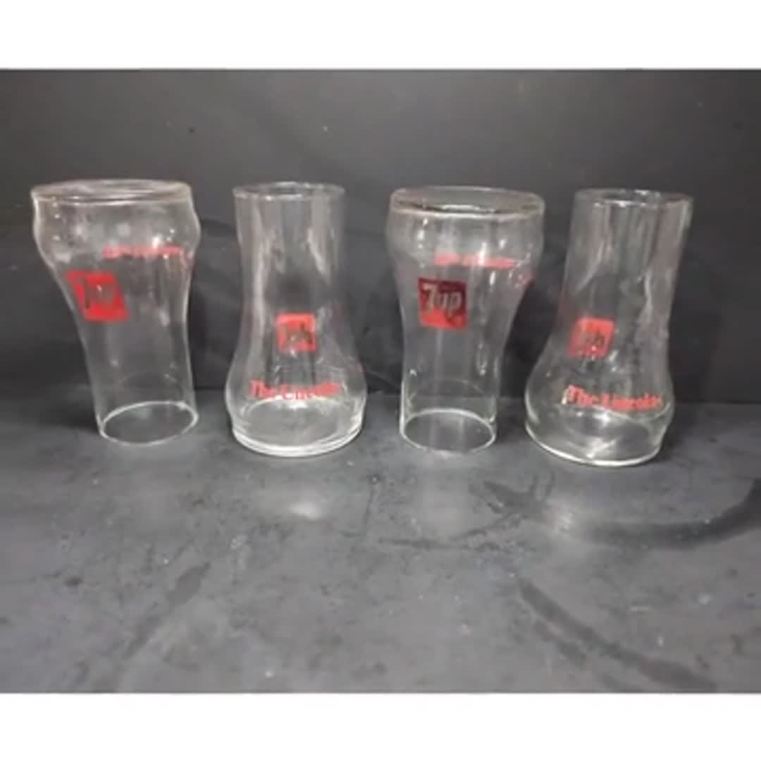 Seven Up Upside Down Bell Glasses, Set of 4, Vintage Soda Tumblers, Drinkware - Video 11