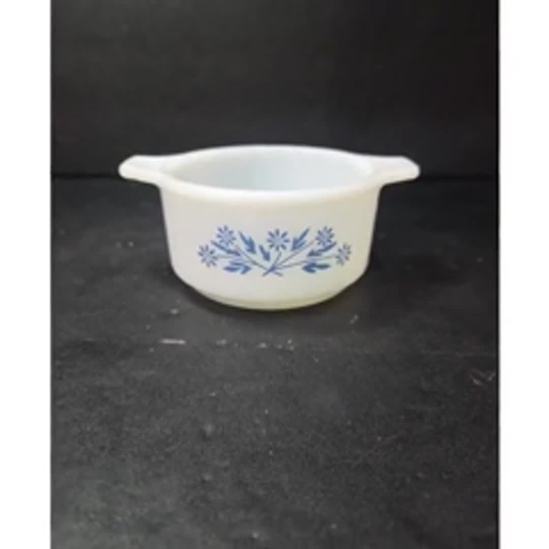 Pyr-O-Rey Blue Cornflower Ramekin, Vtg Dynaware Individual Casserole, Bakeware - Video 12