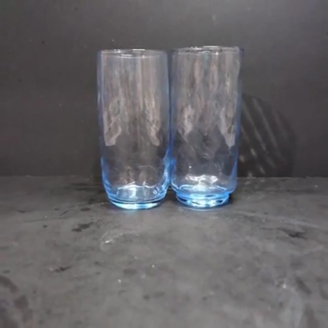 Libbey Optic Swirl Blue Coolers, Set of 2, Vintage 16oz Tumblers, Drinkware - Video 11