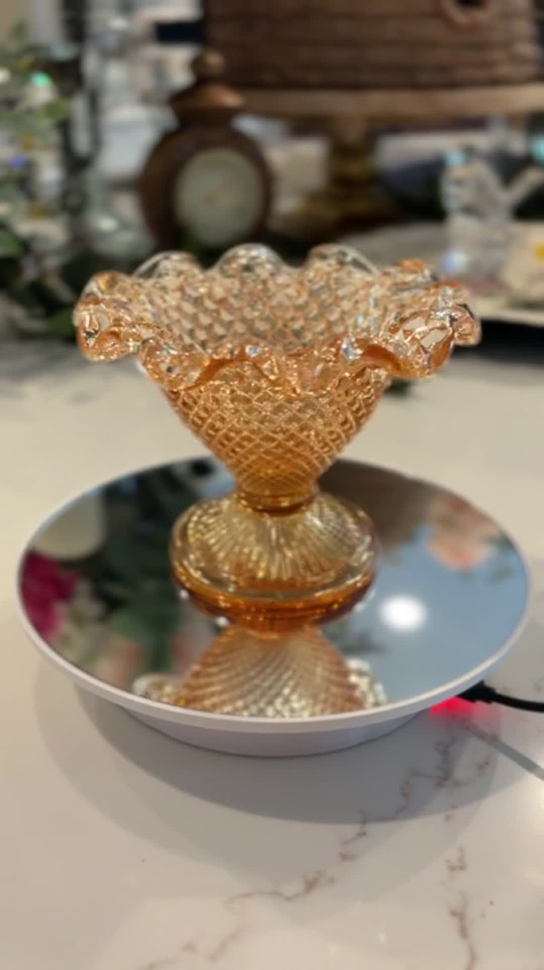 Westmoreland Amber Hobnail Glass Candy Dish Footed Bowl Vintage Collectible - Video 6